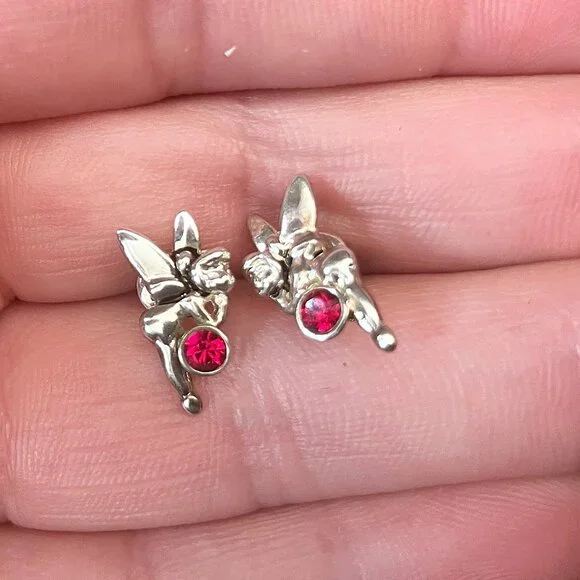 Vintage Disney Parks Tinkerbell July Birthstone Earrings - Picture 2 of 3